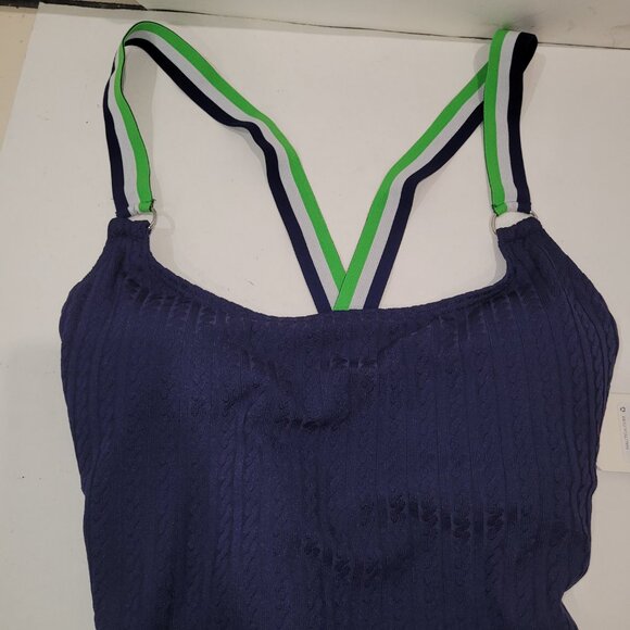 Nautica knit cross-back one-piece swimsuit bathing suit New w/ tags Blue - Picture 2 of 8